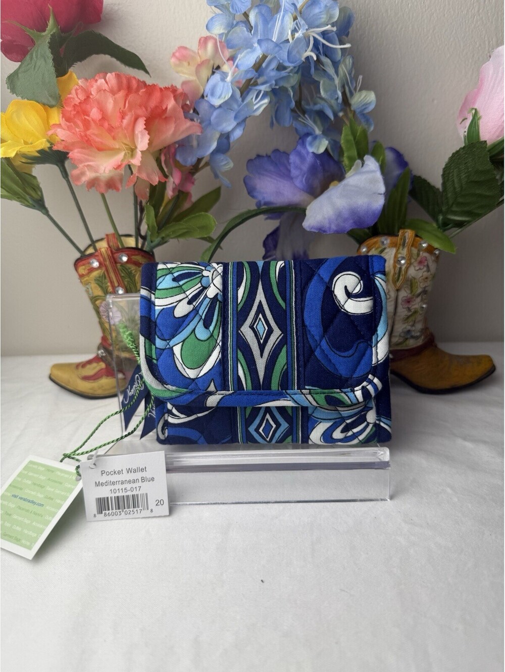 Vera Bradley Mediterranean Blue Pocket Wallet NWT • Retired Hard to Find